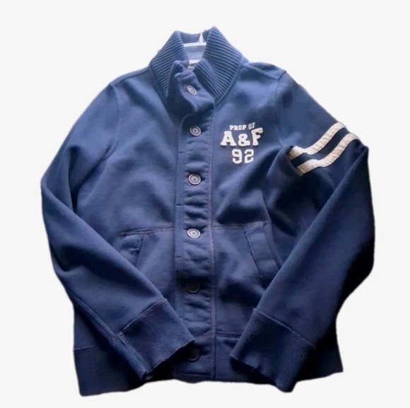 Vintage Y2K Abercrombie & Fitch Muscle Letterman Cardigan Jacket Navy M